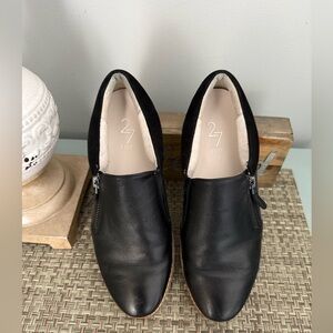 Black Leather Ankle slip on shoes